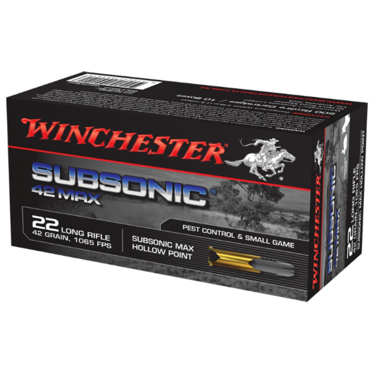 chester Subsonic Max 22 LR 42 GR HP 1065 FPS 50 Rd Ammo